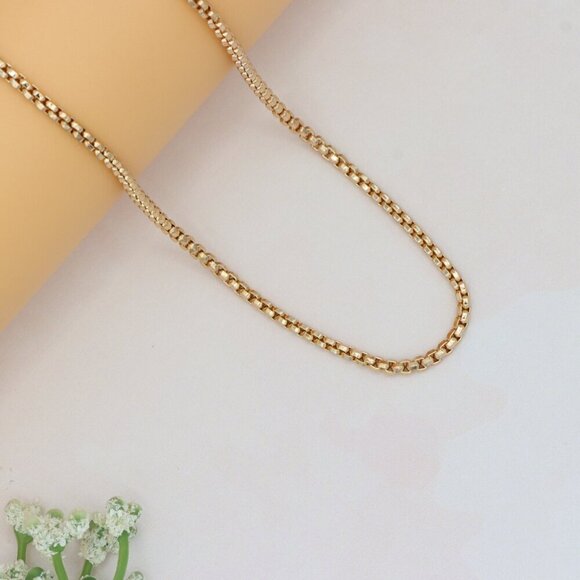 Elegant Rose Gold Plated Brass Box Chain Necklace, XPNL0219 - Picture 9 of 13